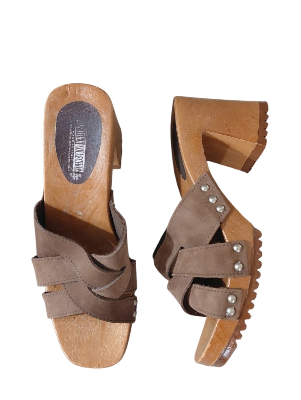 Vintage Y2K Square Toe Brown Suede Cross-Strap Block Heel Sandals